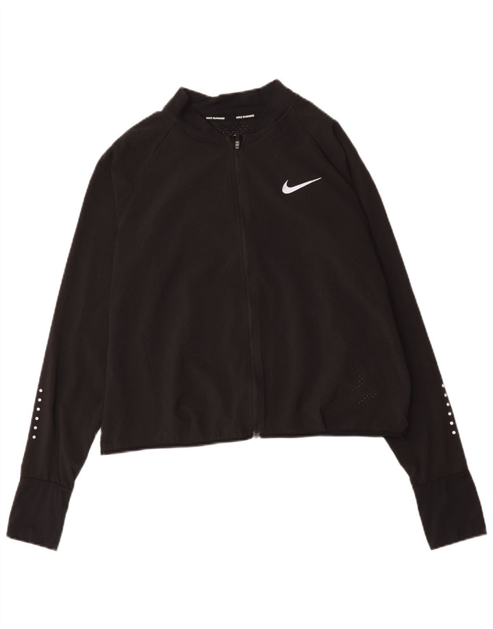 Nike Mujer Running Crop Chándal Top Chaqueta UK 46 Grande Poliéster Negro