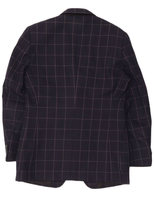 Facis Chaqueta tipo blazer de 2 botones para hombre IT 52 XL Lana a cuadros azul marino