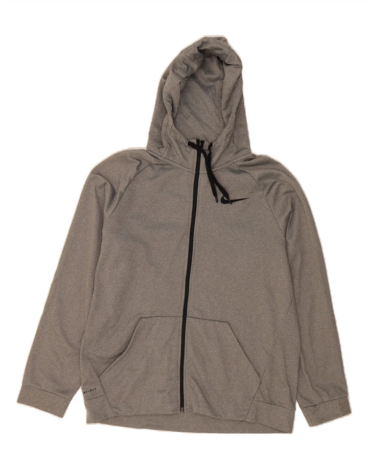 NIKE Mens Dri Fit Zip Hoodie Sweater Large Grey Polyester Vintage Nike and Second-Hand Nike from Messina Hembry 