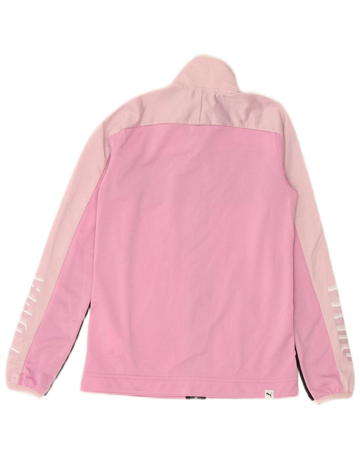 PUMA Chaqueta de chándal con gráfico gráfico para niñas 11-12 años Bloque de color rosa
