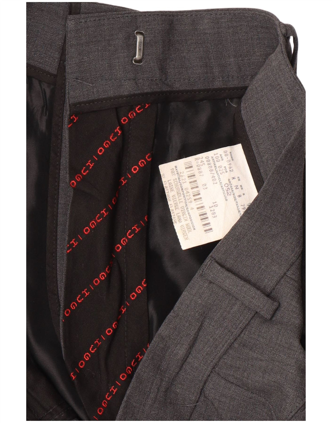 HUGO BOSS Pantalón de traje recto para hombre IT 52 XL W34 L34 Lana virgen gris