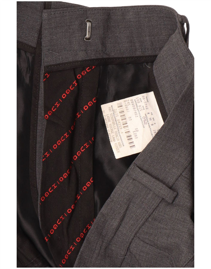 HUGO BOSS Pantalón de traje recto para hombre IT 52 XL W34 L34 Lana virgen gris