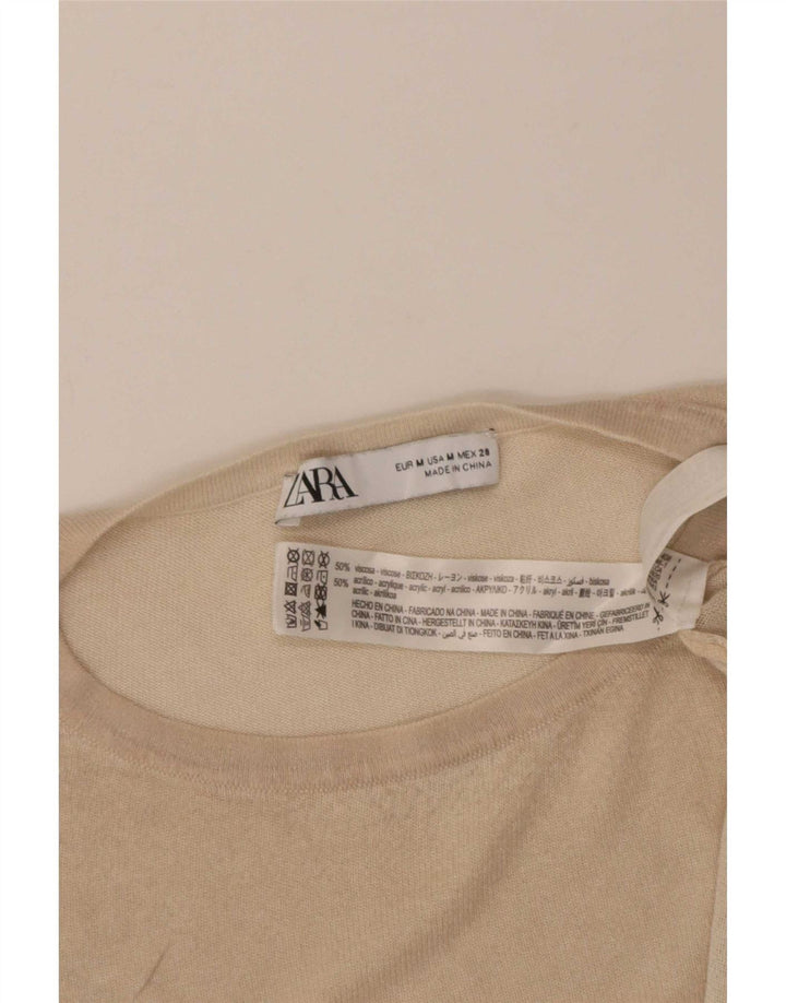 Zara Mujer Camiseta Extragrande Top UK 44 Viscosa Beige Medio