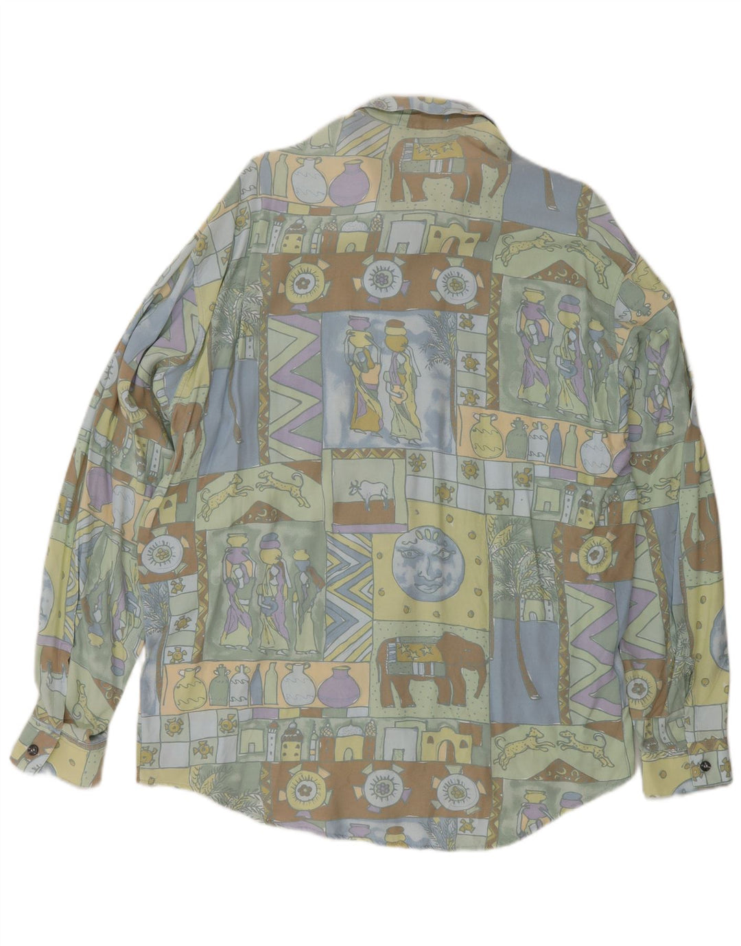 Camisa vintage para hombre grande patchwork multicolor