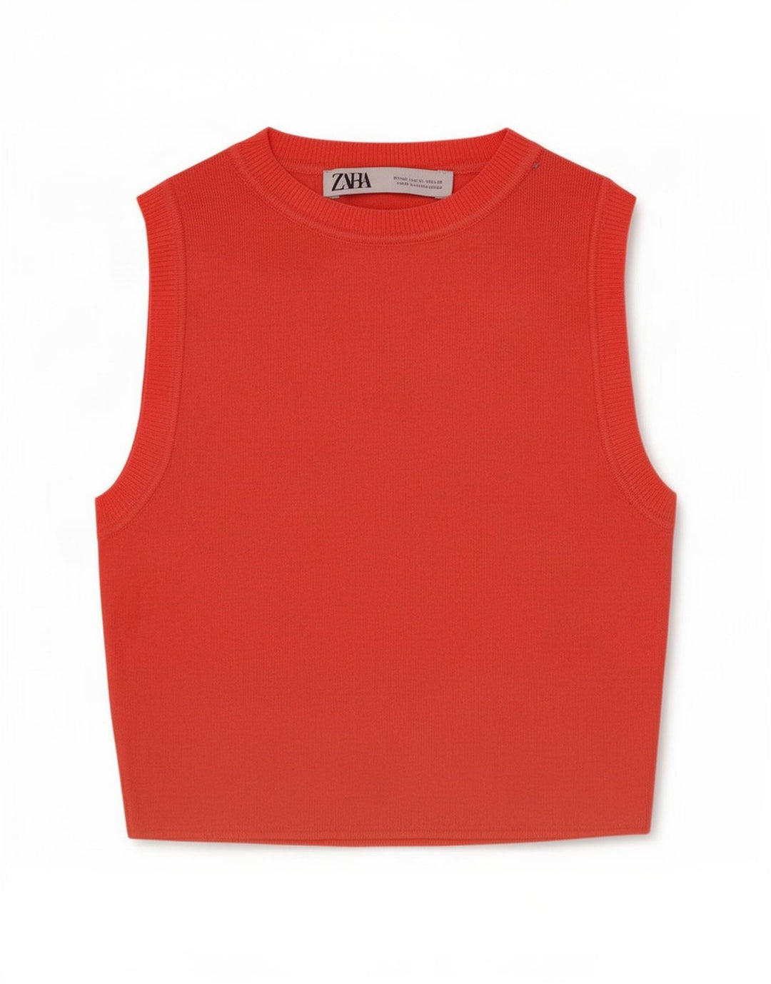 Zara Mujer Crop Vest Top UK 12 Medium Viscosa Roja