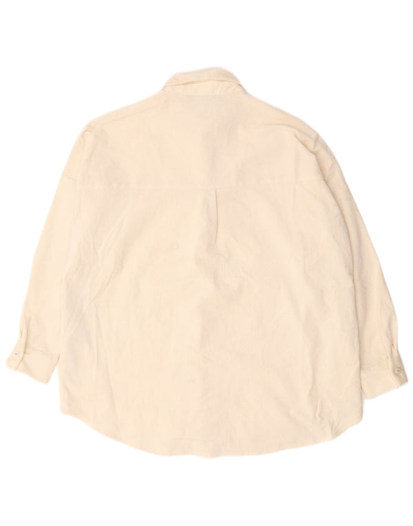 Zara Mujer Camisa De Pana Extragrande UK 10 Small Poliéster Blanco