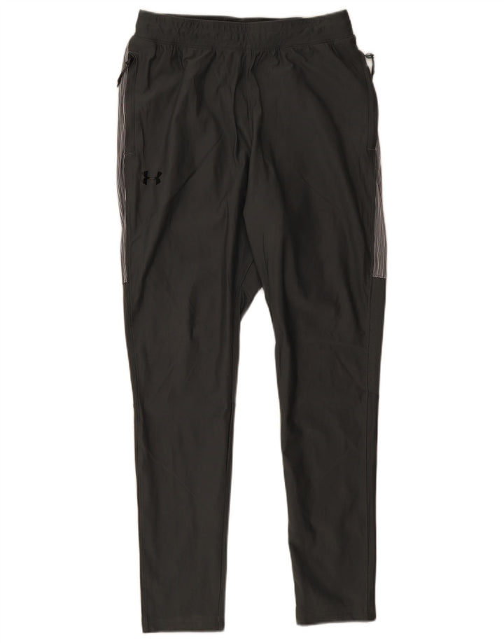 Under Armour Pantalón de chándal ajustado gris medio con rayas diplomáticas