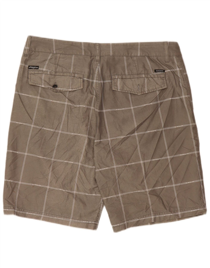Pantalones cortos chinos Quiksilver para hombre W34 Poliéster a cuadros grises grandes