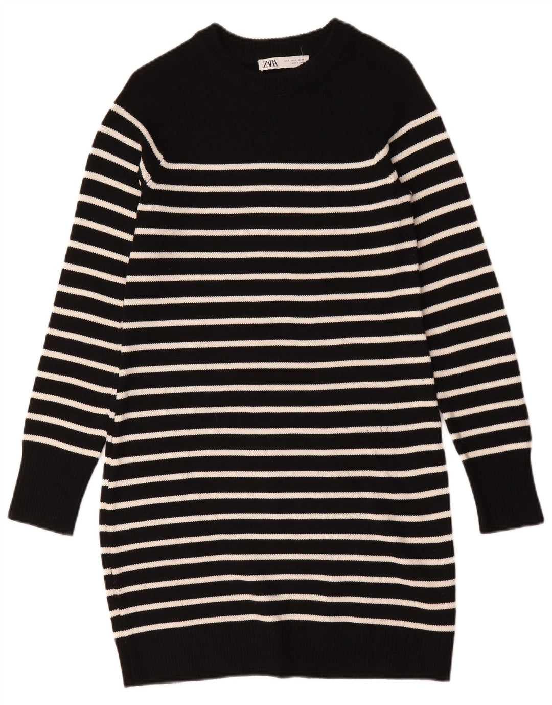 Zara Vestido tipo jersey para mujer UK 10 Small Poliéster a rayas negras