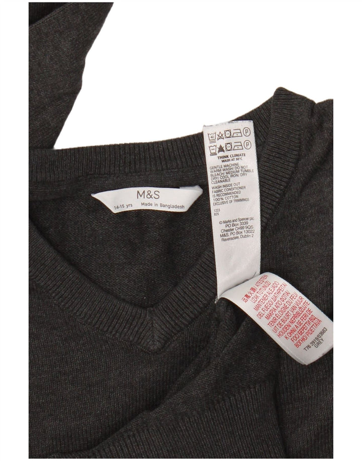 Marks & Spencer Jersey con cuello en V para niños 14-15 años Algodón gris