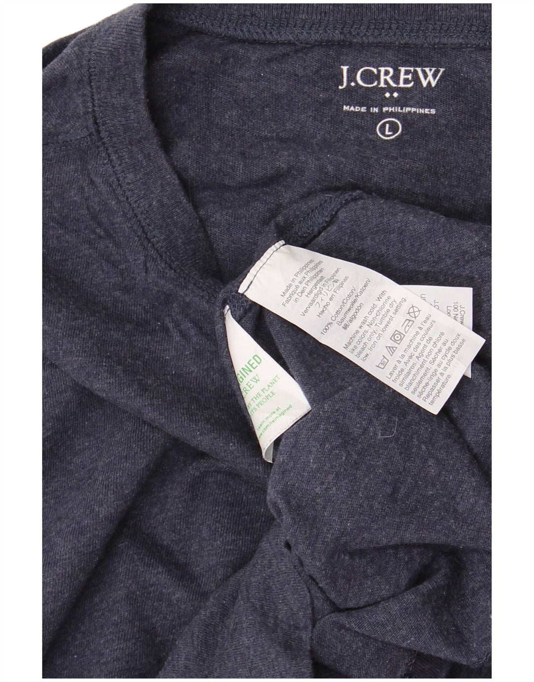 J. Crew Camiseta para hombre de manga larga de algodón azul marino grande