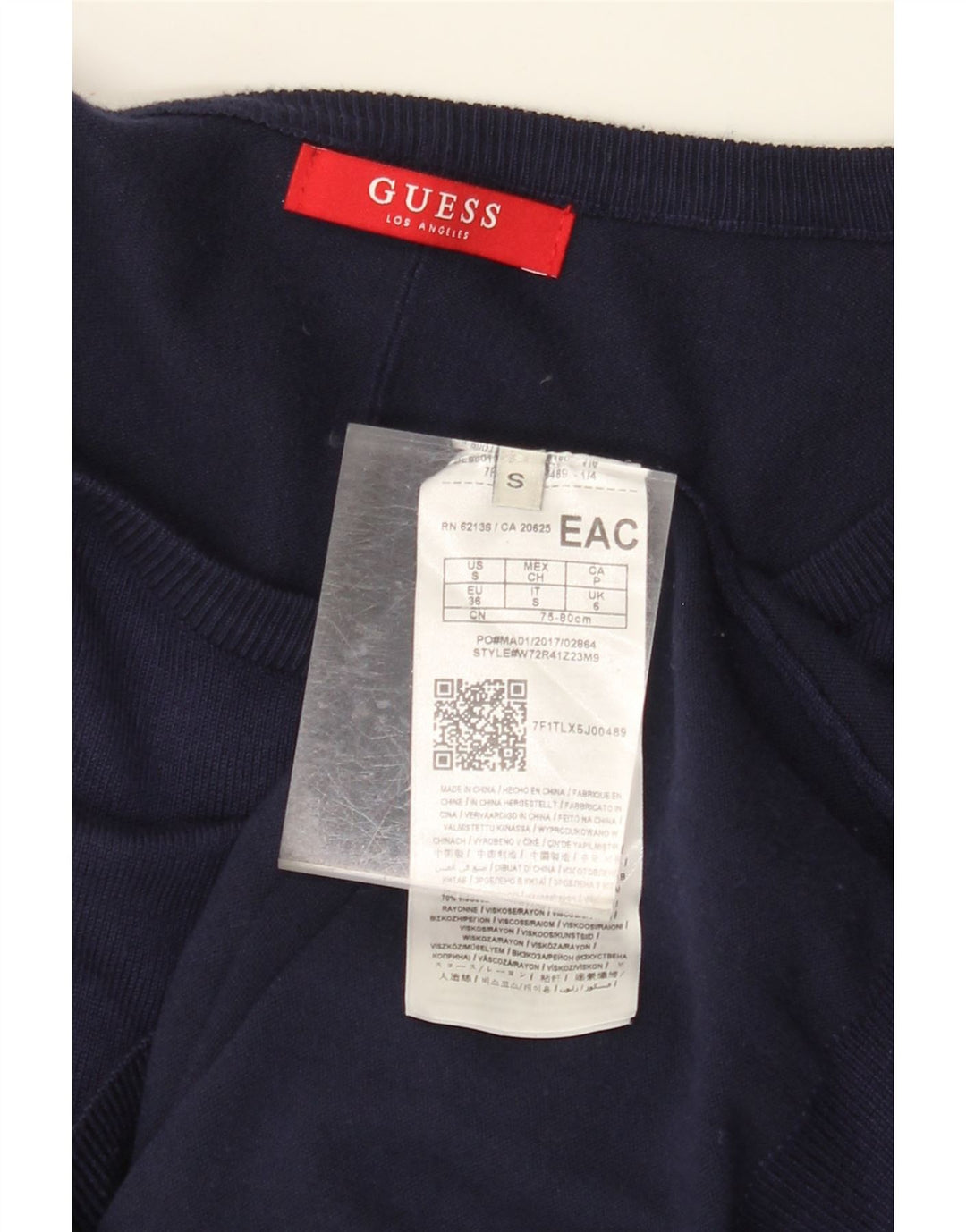 GUESS Suéter extragrande con cuello barco para mujer UK 6 Small Azul marino