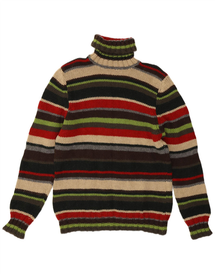 Sisley Hombre Jersey Con Cuello Vuelto De Lana A Rayas Verde Medio