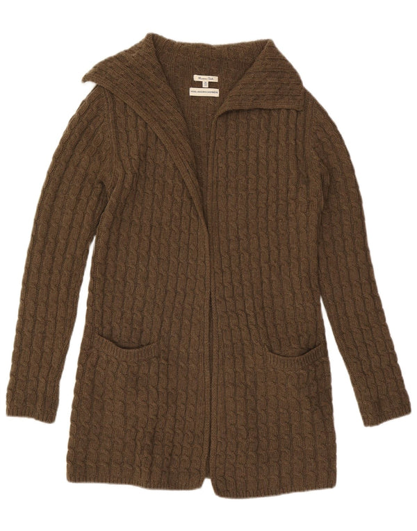 Massimo Dutti Cárdigan Abierto Largo para Mujer UK 44 Lana Marrón Medio