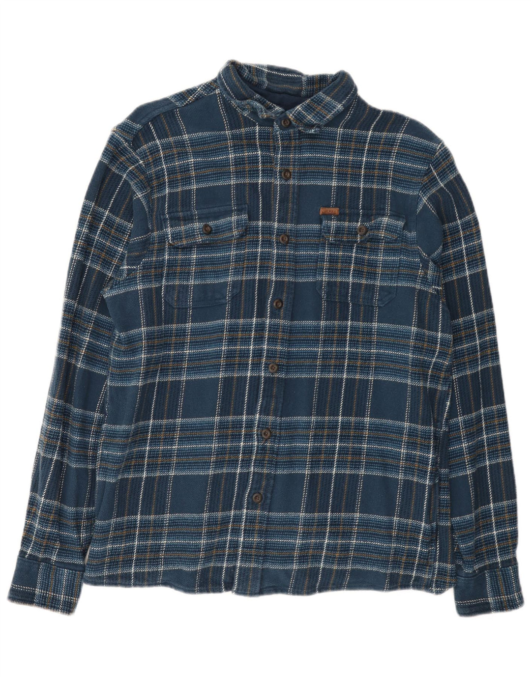 Camisa De Franela Orvis Hombre Cuadros Azul Marino Mediano