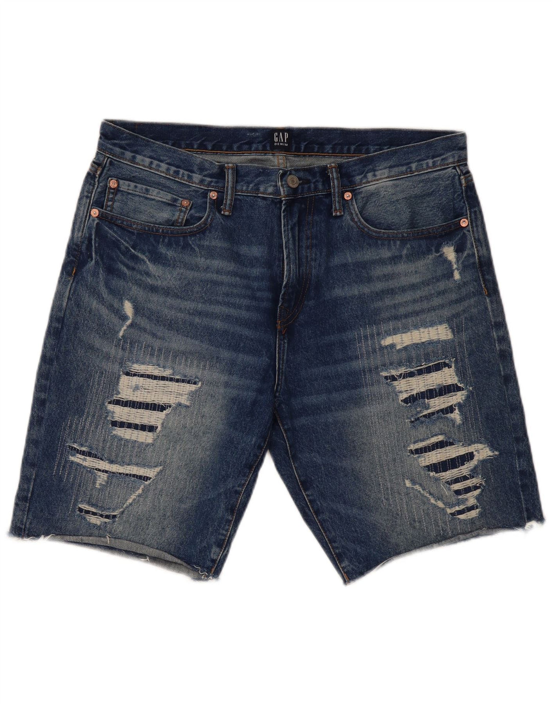 Gap Pantalones cortos de mezclilla desgastados para hombre W34 Algodón azul grande