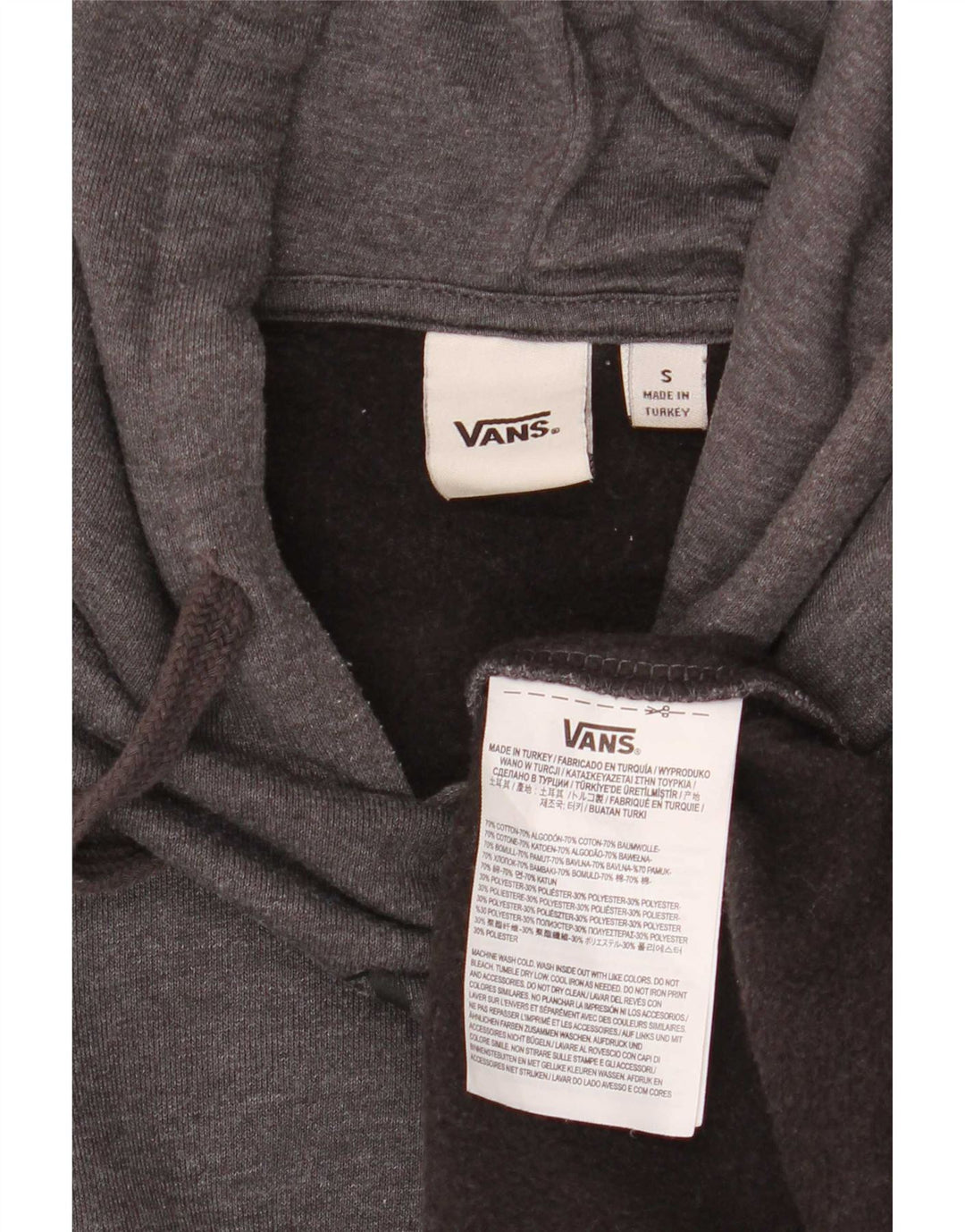 Vans Hombre Sudadera Con Capucha Gráfica Jersey Pequeño Gris Algodón