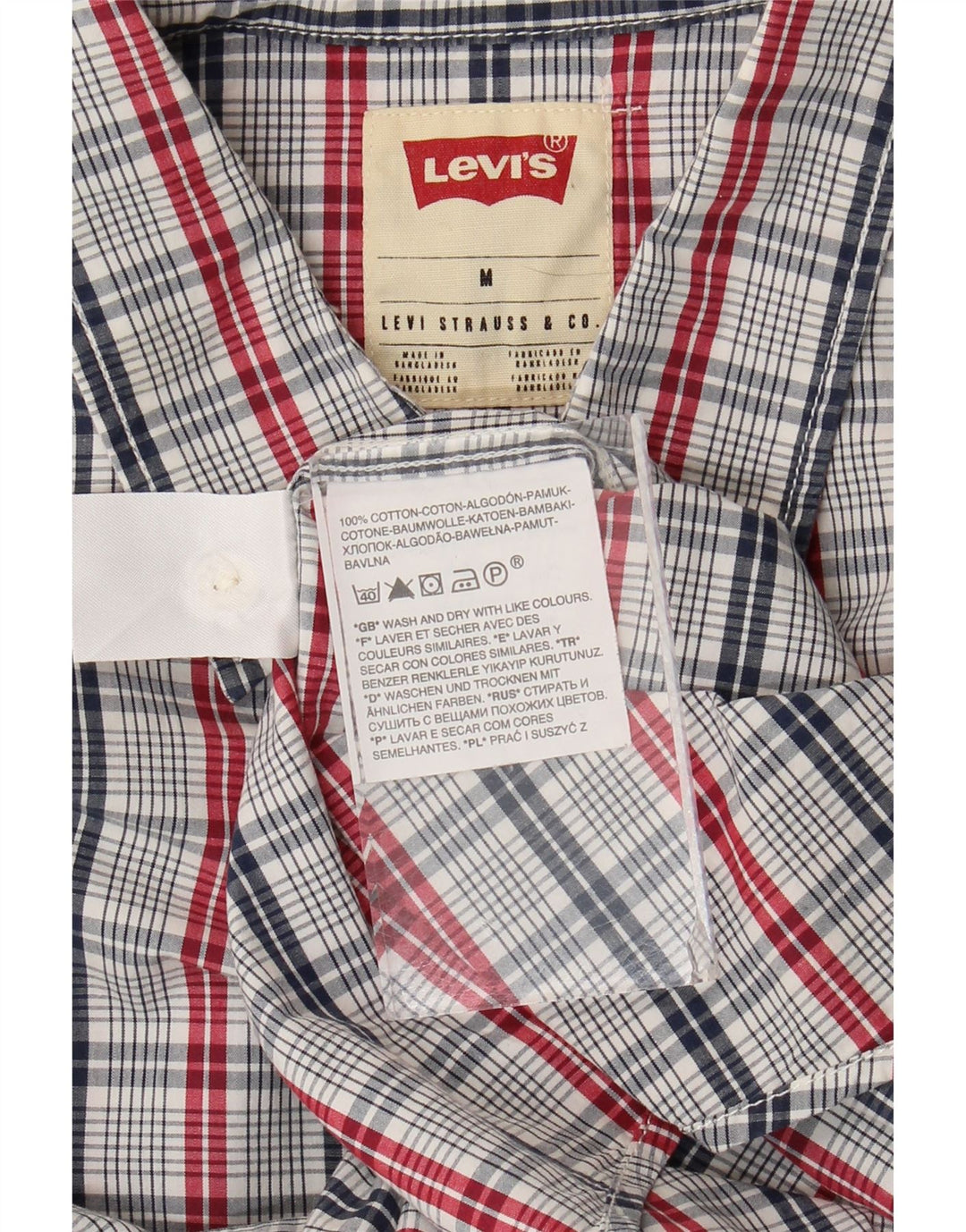 Levi's Camisa de manga corta de corte estándar de algodón a cuadros azul medio para hombre