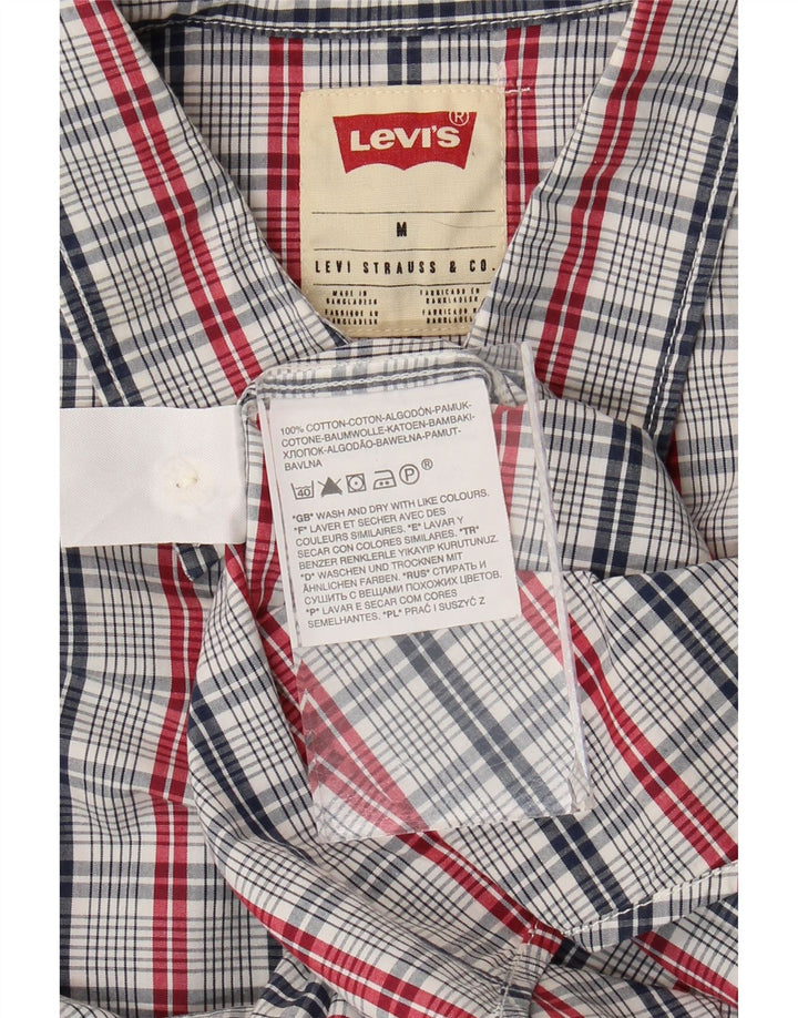 Levi's Camisa de manga corta de corte estándar de algodón a cuadros azul medio para hombre