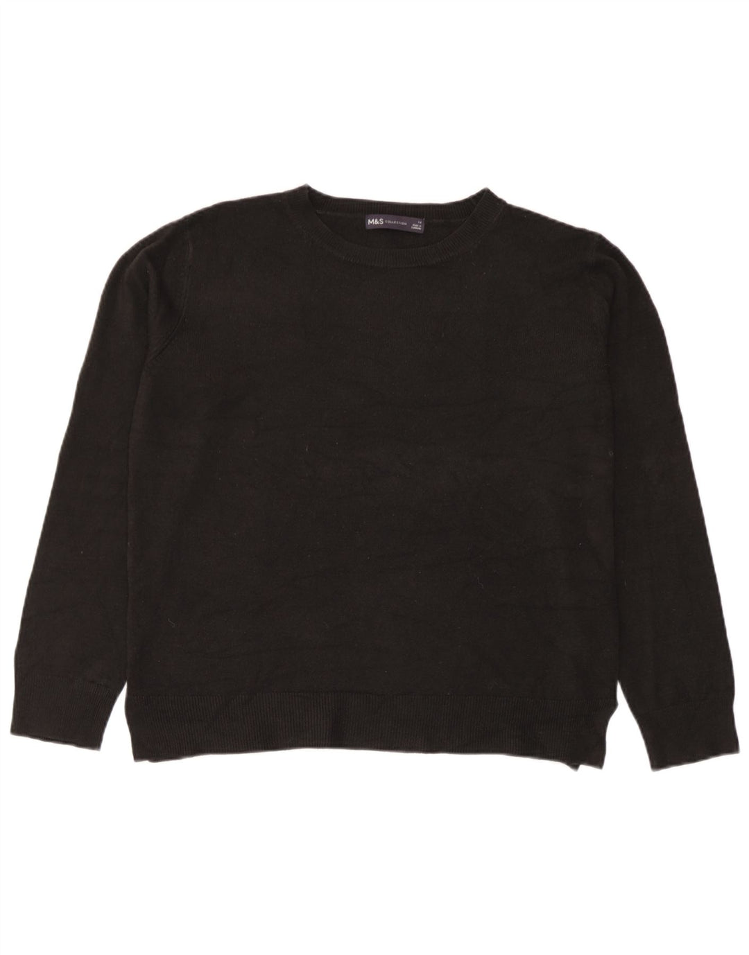 Marks & Spencer - Jersey de cuello redondo para mujer, talla 40, talla mediana, acrílico negro