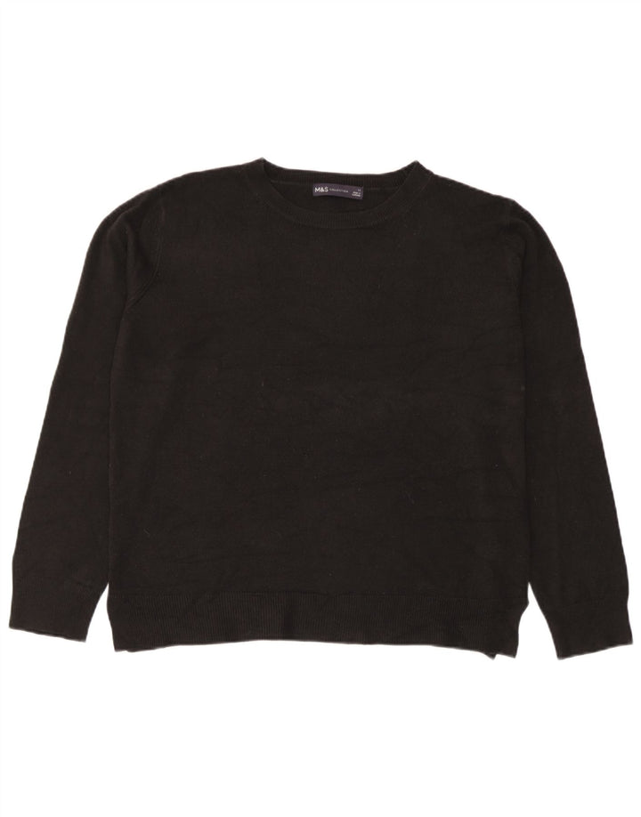 Marks & Spencer - Jersey de cuello redondo para mujer, talla 40, talla mediana, acrílico negro