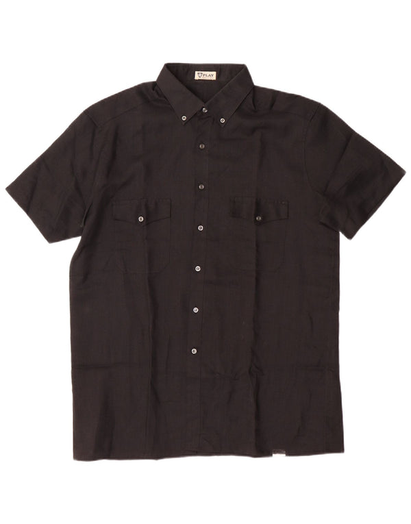 PLAY Camisa transparente para hombre Talla 16 41 Poliéster negro grande