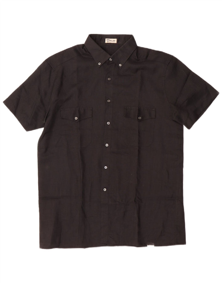 PLAY Camisa transparente para hombre Talla 16 41 Poliéster negro grande