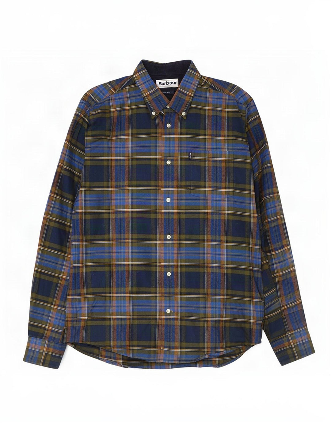 Barbour Camisa De Franela De Corte Entallado De Algodón A Cuadros Azul Marino Mediano