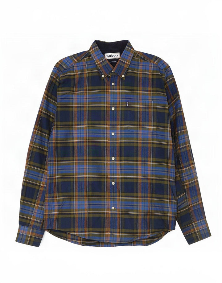 Barbour Camisa De Franela De Corte Entallado De Algodón A Cuadros Azul Marino Mediano
