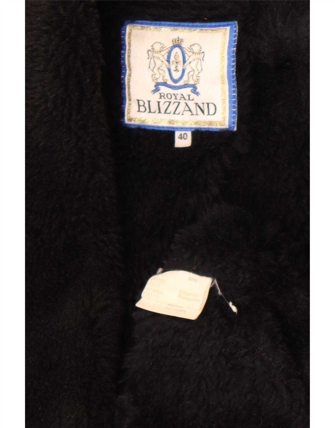 Vintage mujer Sherpa abrigo EU 40 acrílico negro medio