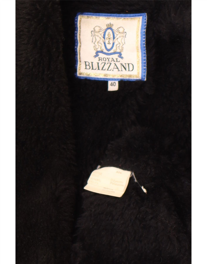 Vintage mujer Sherpa abrigo EU 40 acrílico negro medio