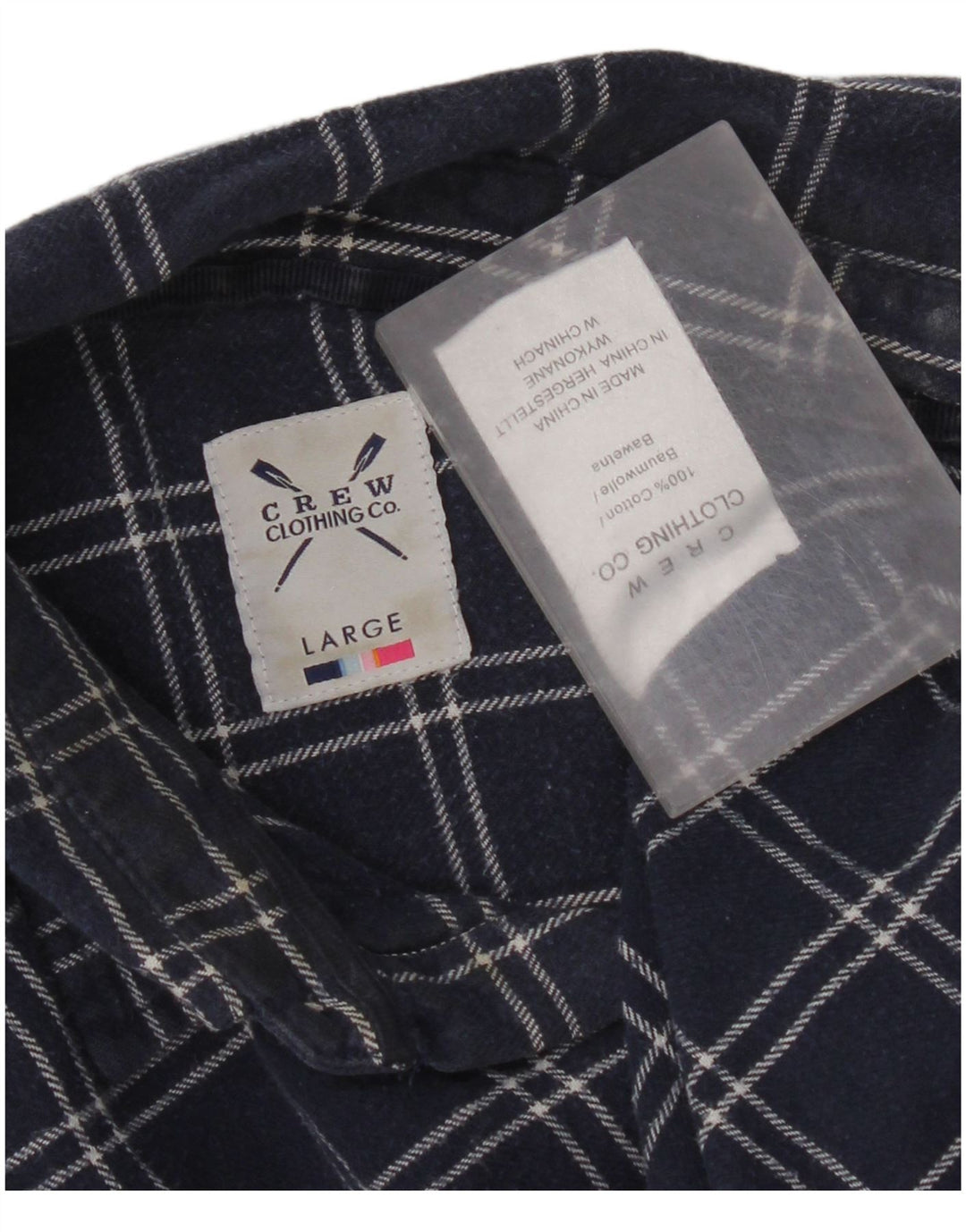 Crew Clothing Camisa de franela para hombre Algodón a cuadros azul marino grande