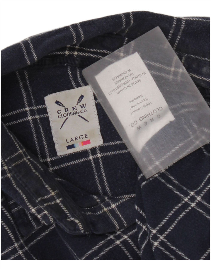 Crew Clothing Camisa de franela para hombre Algodón a cuadros azul marino grande