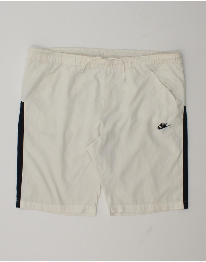 Pantalones cortos deportivos Nike para hombre poliéster color block medio blanco
