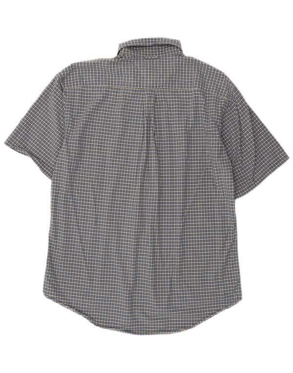Camisa Tommy Hilfiger Hombre de Manga Corta de Algodón a Cuadros Azul Medio
