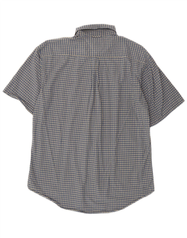 Camisa Tommy Hilfiger Hombre de Manga Corta de Algodón a Cuadros Azul Medio