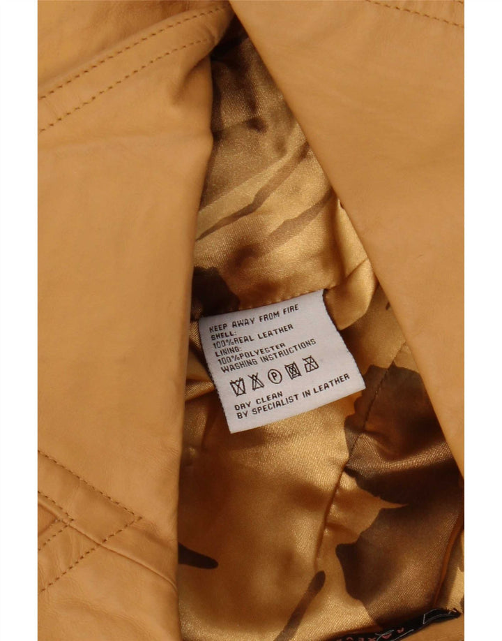 Vintage mujer chaqueta de cuero Reino Unido 12 cuero beige medio