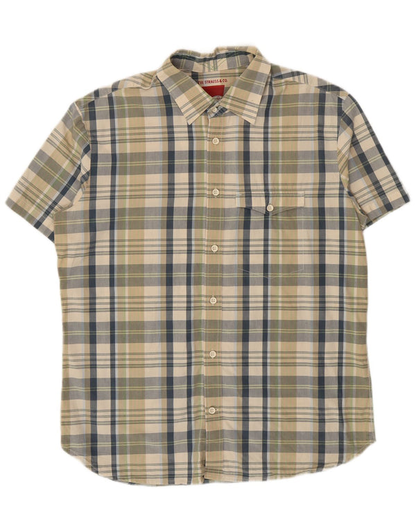 Camisa Levi's Hombre De Manga Corta De Algodón A Cuadros Verdes Grandes