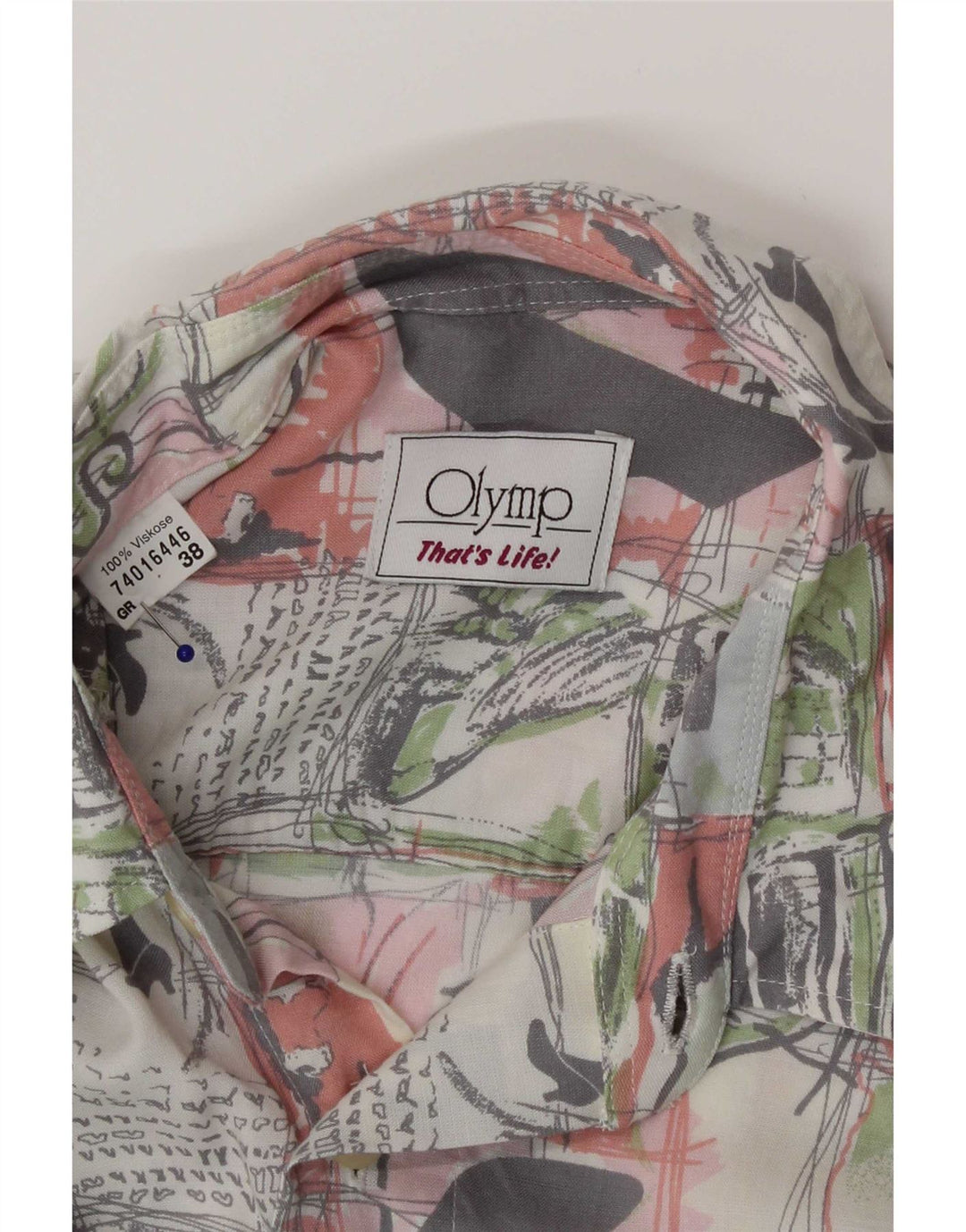 Camisa gráfica para hombre Olymp Talla 38 Viscosa patchwork multicolor mediana