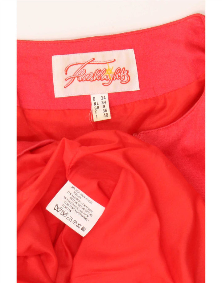 Vintage mujer chaqueta blazer con cremallera completa Reino Unido 8 pequeña viscosa roja