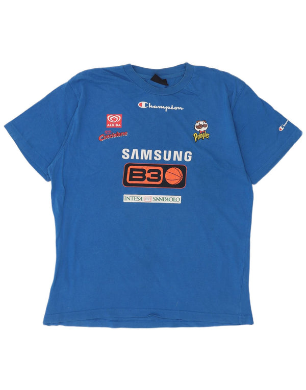 CHAMPION Mens Graphic T-Shirt Top Large Blue Cotton