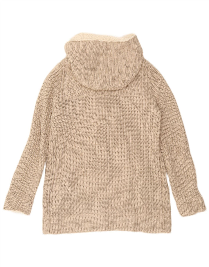 Zara Mujer Cárdigan Con Capucha Suéter UK 44 Poliéster Beige Medio