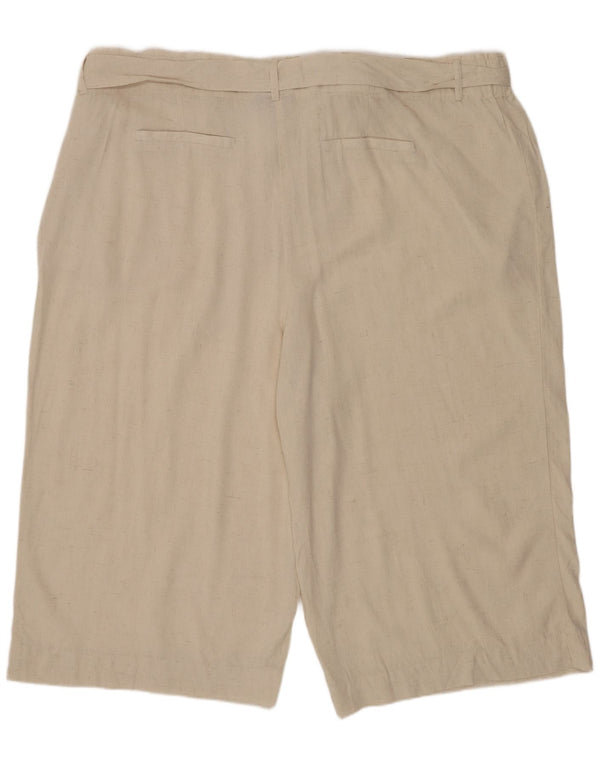 Marks & Spencer Pantalones cortos chinos autógrafos para mujer UK 24 3XL W48 Beige Linen