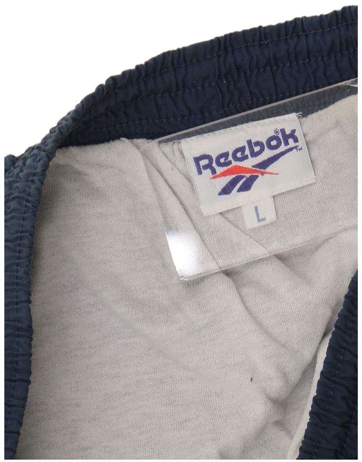 Reebok - Pantalones cortos deportivos para hombre, talla grande, nailon azul marino