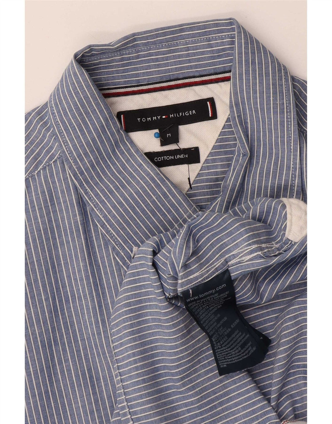 Camisa Tommy Hilfiger Hombre de manga corta de algodón a rayas azul medio