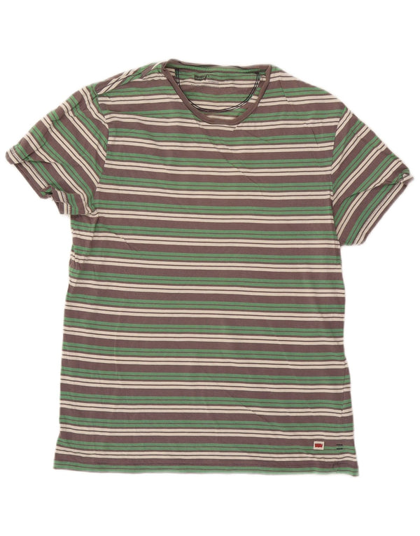 Levi's Hombre Camiseta Top Algodón A Rayas Verde Medio