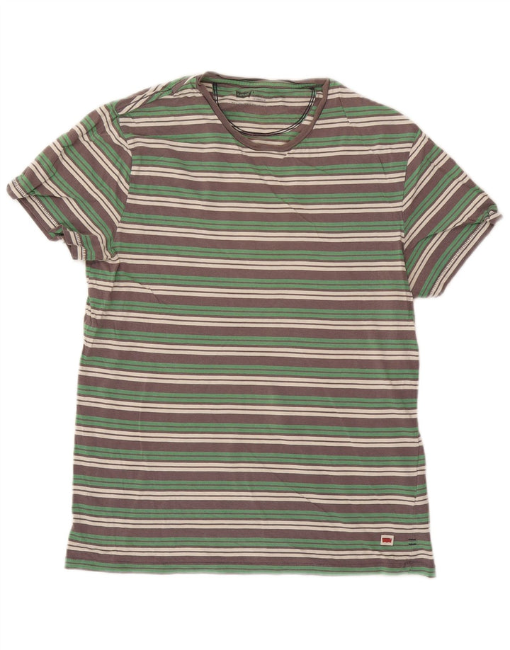 Levi's Hombre Camiseta Top Algodón A Rayas Verde Medio