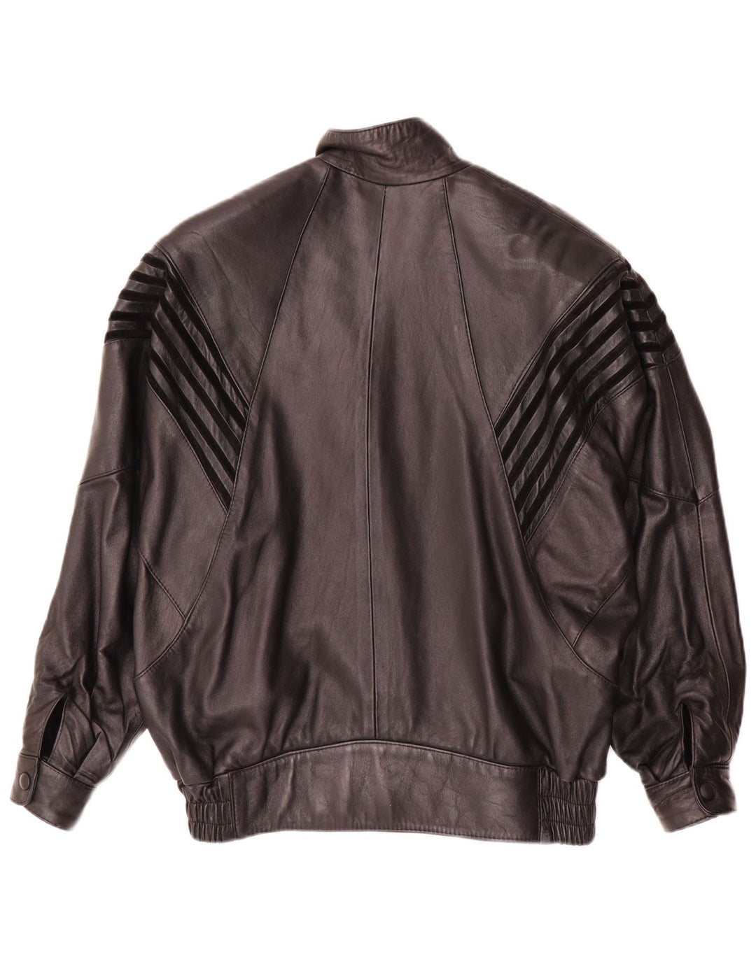 Vintage mujer chaqueta de cuero de gran tamaño EU 38 cuero negro medio