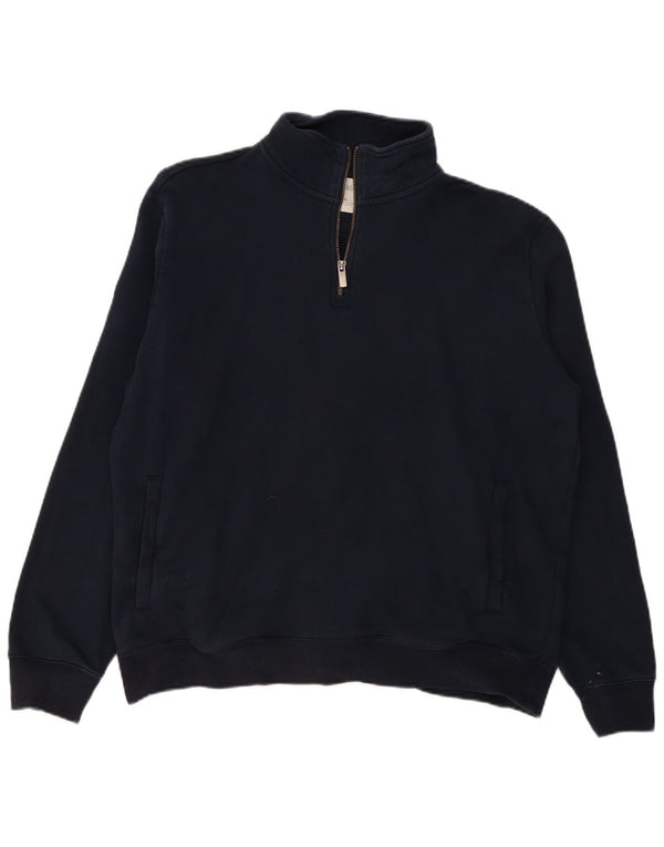 Marks & Spencer - Sudadera con cuello y cremallera para hombre, talla XL, algodón azul marino