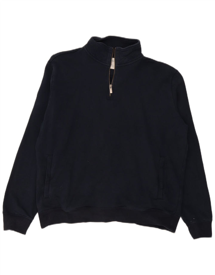 Marks & Spencer - Sudadera con cuello y cremallera para hombre, talla XL, algodón azul marino